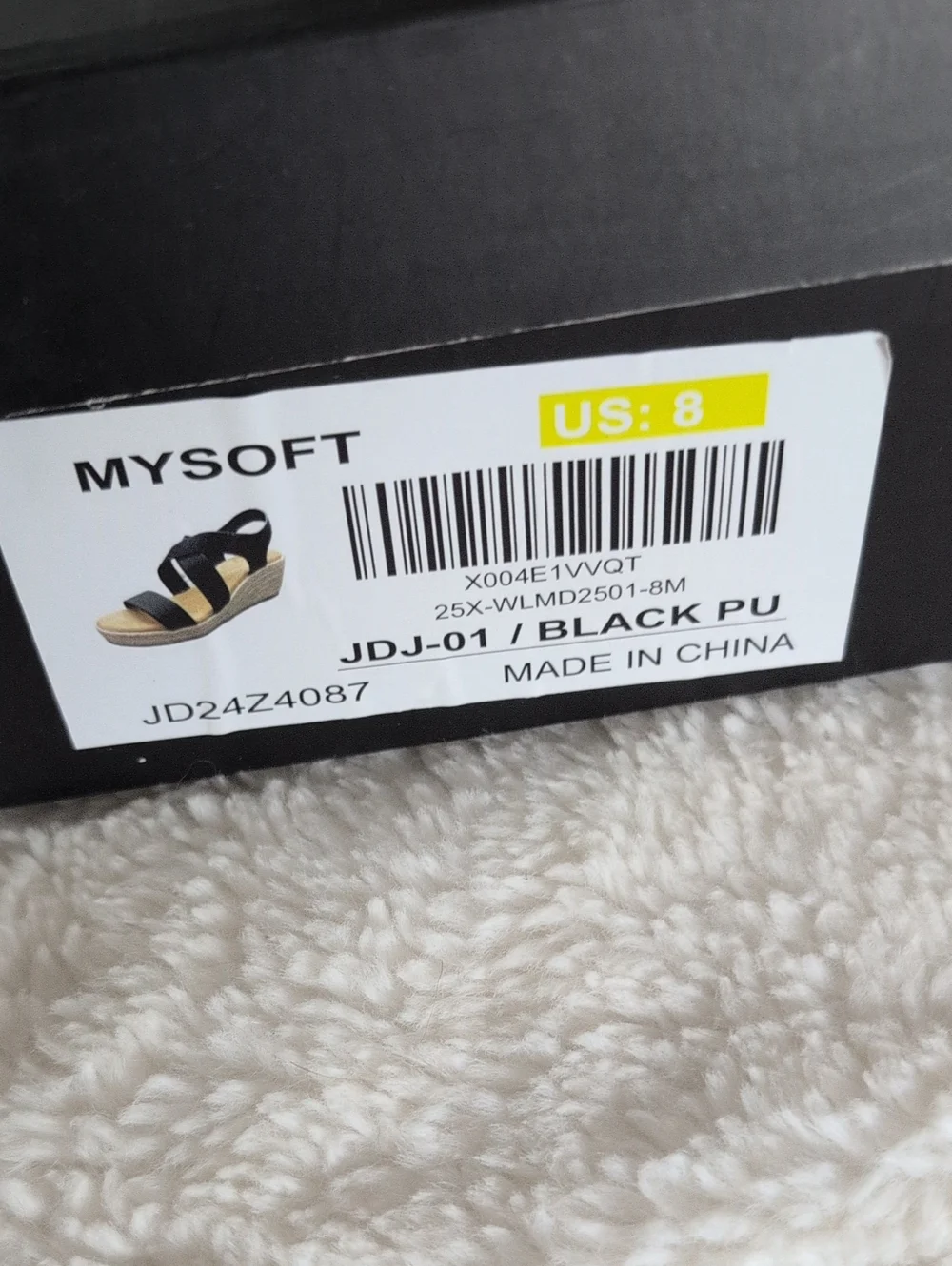 MySoft Black Elastic Strap Wedge Sandal